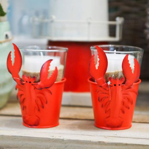 Prodotto Secchio decorativo aragosta in metallo rosso Ø8cm H13cm 3 pz