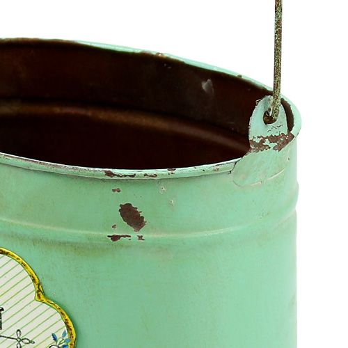 Floristik24 Secchio decorativo ovale 2 set motivo rosa verde 13,5 cm / 17 cm