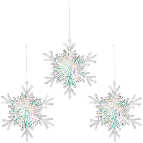 Prodotto Fiocco di neve decorativo in cristallo di ghiaccio da appendere Ø15 cm 3 pz