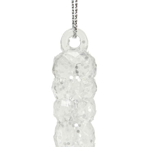 Floristik24 Ghiaccioli decorativi per appendere glitter invernali trasparenti 14 cm 4 pezzi