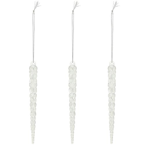 Floristik24 Ghiaccioli decorativi per appendere glitter invernali trasparenti 14 cm 4 pezzi