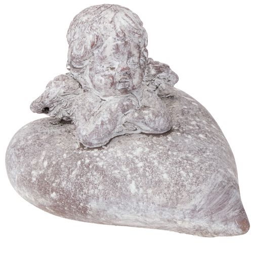 Angelo decorativo su figura di cuore in pietra fusa 15×13,5×12cm