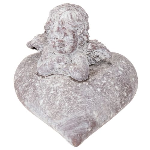 Prodotto Angelo decorativo su figura di cuore in pietra fusa 15×13,5×12cm