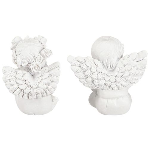 Prodotto Angelo decorativo con decorazione tomba a cuore in poliresina bianca H5cm 6pz