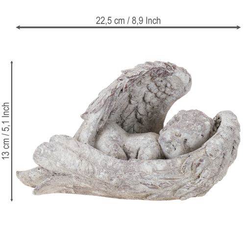 Prodotto Angelo decorativo che dorme con le ali, figura di angelo tombale 22,5 cm