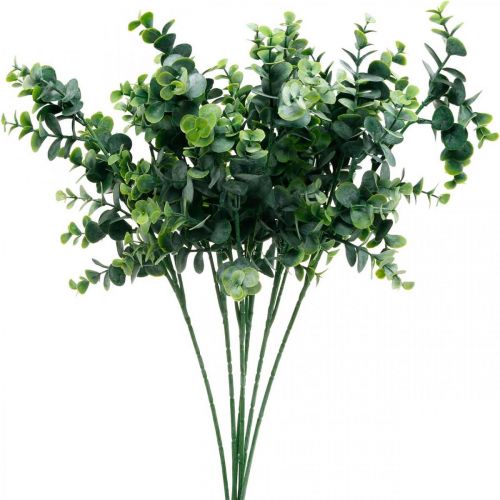 Floristik24 Ramo di eucalipto decorativo verde scuro eucalipto artificiale piante verdi artificiali 6 pezzi