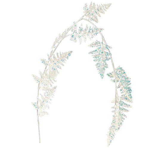 Prodotto Felce decorativa da appendere bianca blu glitter invernale L110cm