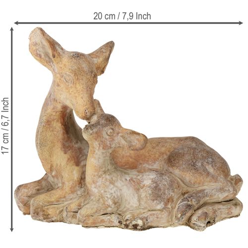 Prodotto Figura decorativa cervo con cerbiatto in pietra fusa marrone bianco 20×11×17cm