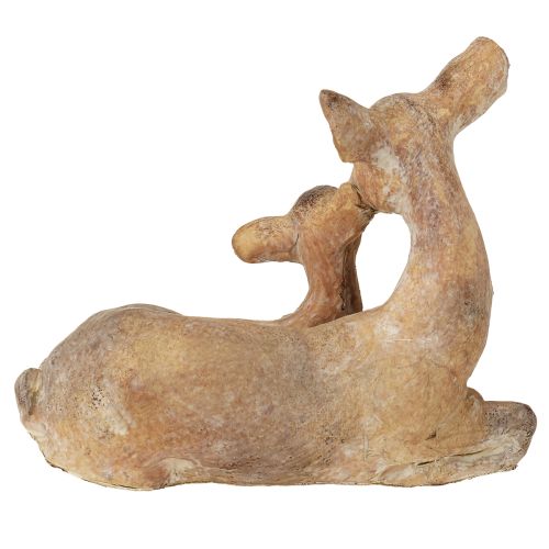 Prodotto Figura decorativa cervo con cerbiatto in pietra fusa marrone bianco 20×11×17cm