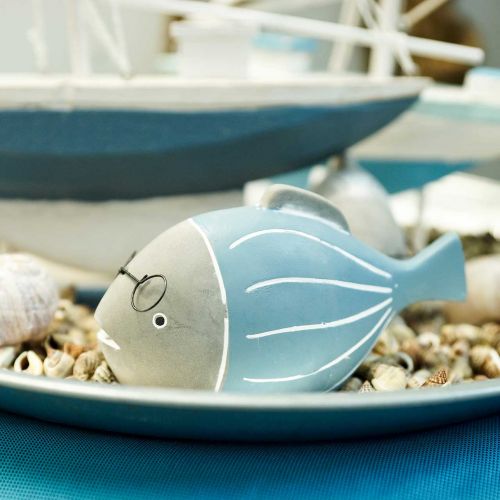 Floristik24 Pesce decorativo con occhiali blu bianco 15,5/14,5 cm 2 pezzi