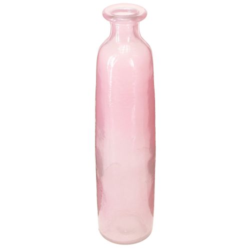 Vaso decorativo per fiori in vetro rosa rustico Ø6cm H24cm