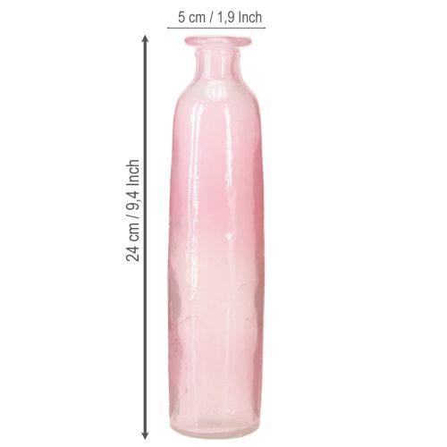 Prodotto Vaso decorativo per fiori in vetro rosa rustico Ø6cm H24cm