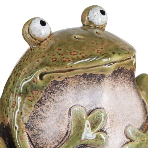 Prodotto Rana decorativa in ceramica verde marrone vintage L15,5 cm 2 pezzi