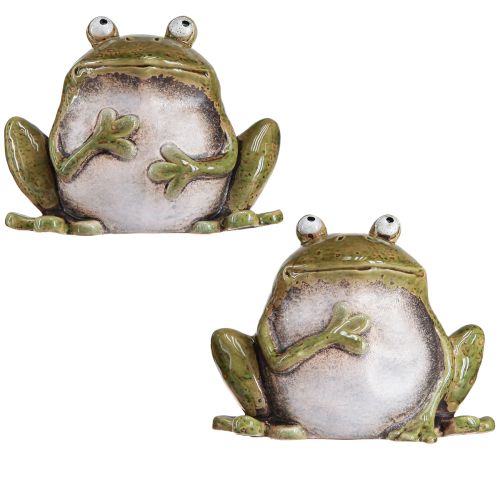 Prodotto Rana decorativa in ceramica verde marrone vintage L15,5 cm 2 pezzi
