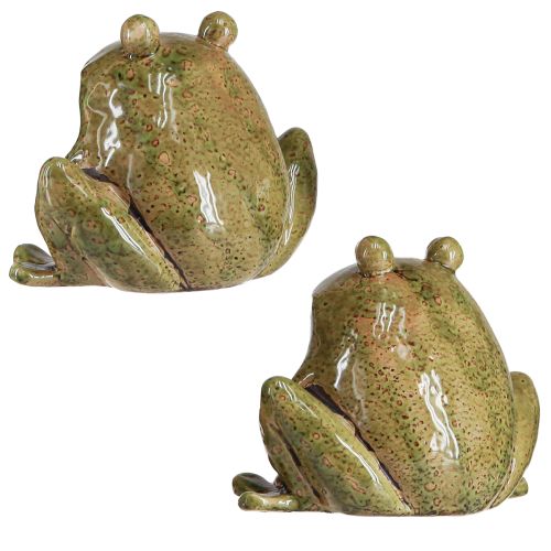 Prodotto Rana decorativa in ceramica verde marrone vintage L15,5 cm 2 pezzi