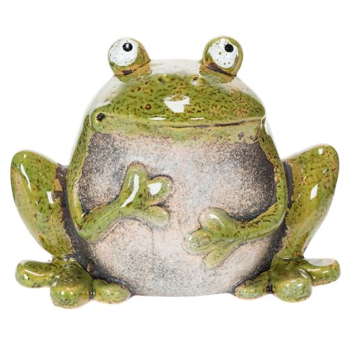 Rana decorativa in ceramica verde e marrone, stile vintage, lunghezza 15,5 cm. | Floristik24.it