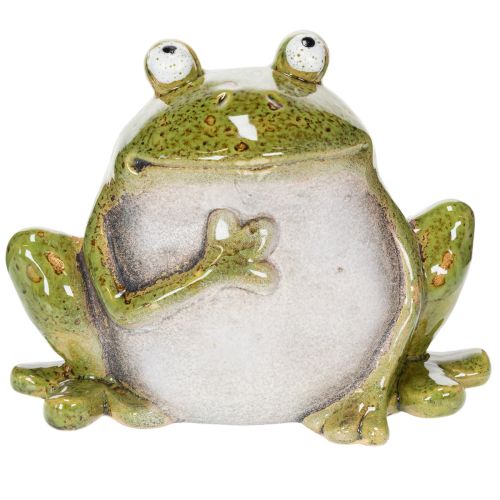 Rana decorativa in ceramica verde e marrone, stile vintage, lunghezza 15,5 cm. | Floristik24.it