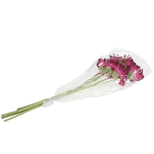 Floristik24 Deko-Gerbera rosa scuro Ø10cm L53cm 6 pezzi