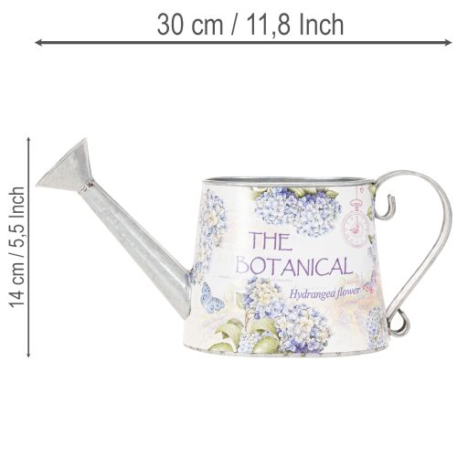 Annaffiatoio decorativo con ortensie in metallo, stile vintage, dimensioni 30x11x14,5 cm. | Floristik24.it