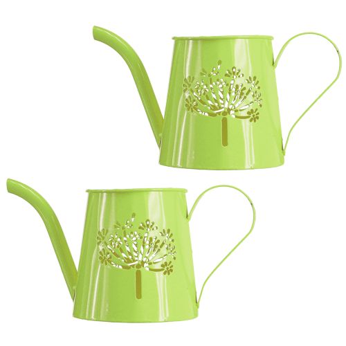 Prodotto Annaffiatoio decorativo brocca in metallo verde tarassaco H12 cm 2 pezzi