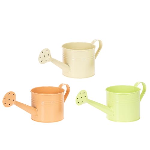Set di 8 annaffiatoi decorativi nei colori pastello salmone, verde e giallo-verde - fioriera in metallo Ø11cm H10cm. acquistare | Floristik24.it