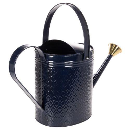 Annaffiatoio decorativo, in metallo a scacchi blu e oro in stile vintage, design retrò per interni, giardino o balcone, 65 cm. | Floristik24.it