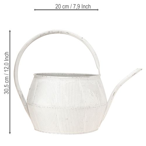 Prodotto Annaffiatoio decorativo in metallo bianco vintage scanalato decoro Ø25cm