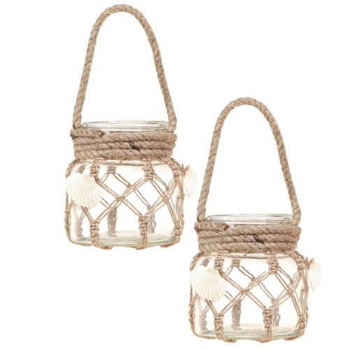 Prodotto Conchiglie decorative in macramè di vetro marittimo Ø11cm H12,5cm 2 pezzi