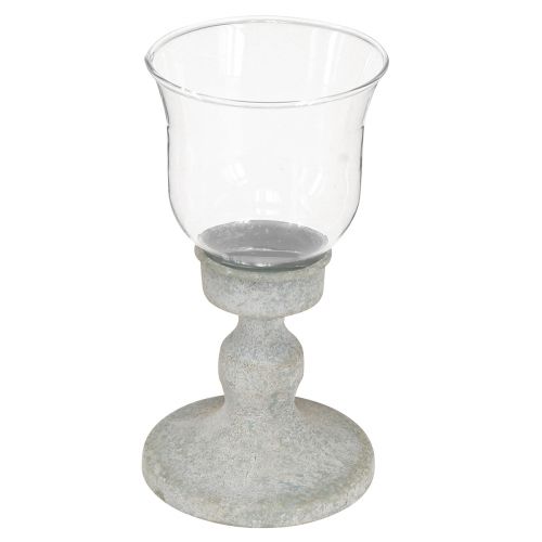 Floristik24 Tazza decorativa in vetro grigio metallo look vintage Ø8cm H15,5cm