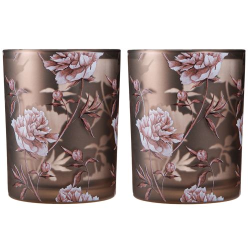 Prodotto Garofani decorativi lanterna in vetro marrone argento H12,5 cm 2 pz