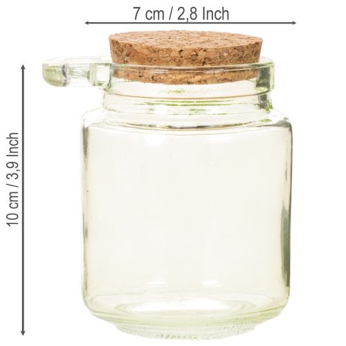 Bicchiere decorativo con coperchio in sughero e cucchiaino, verde, Ø7cm, H10cm, 2 pezzi | Floristik24.it