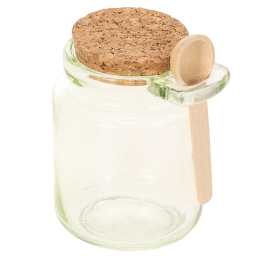 Bicchiere decorativo con coperchio in sughero e cucchiaino, verde, Ø7cm, H10cm, 2 pezzi | Floristik24.it