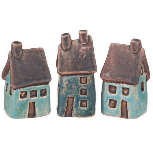Prodotto Casa decorativa in ceramica blu marrone vintage H6,5/7cm 6 pezzi
