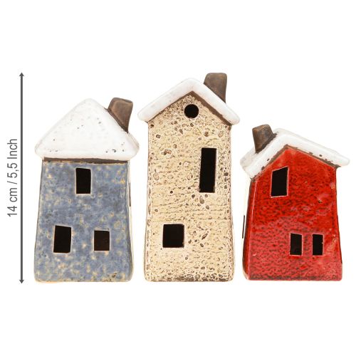 Prodotto Casa decorativa in ceramica crema rosso grigio 10/12/13,5 cm 3 pezzi