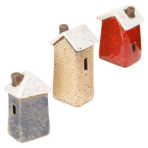 Prodotto Casa decorativa in ceramica crema rosso grigio 10/12/13,5 cm 3 pezzi