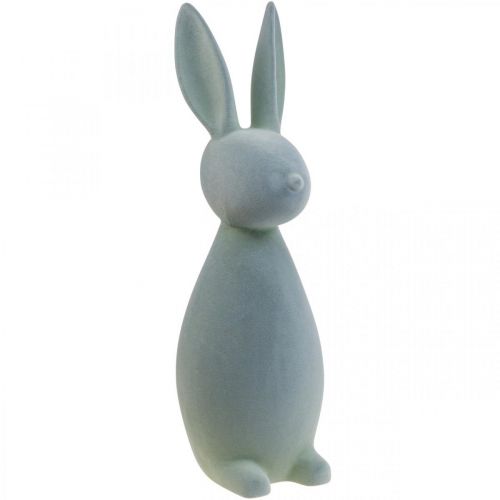 Floristik24 Deco Bunny Coniglietto di Pasqua Deco Floccato Grigio-Verde H69cm