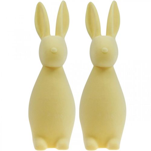Prodotto Coniglietto pasquale decorativo – 2a scelta – floccato giallo chiaro H29,5cm 2 pezzi