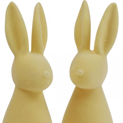 Floristik24 Deco Bunny Deco Easter Bunny floccato giallo chiaro H29.5cm 2 pezzi