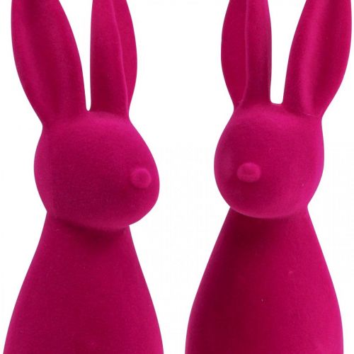 Floristik24 Coniglietto decorativo Coniglietto pasquale decorativo – 2a scelta – Floccato rosa H29,5cm 2 pezzi