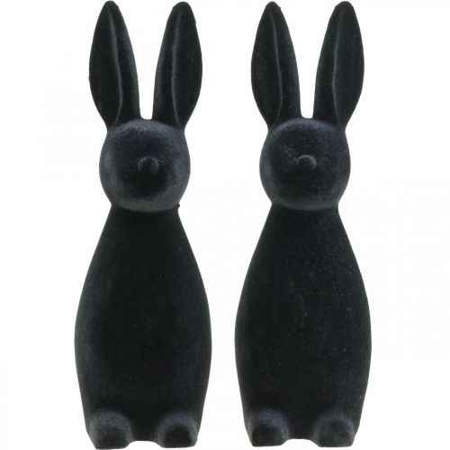 Prodotto Coniglietto decorativo nero – 2a scelta – Coniglietto pasquale decorativo floccato H29,5cm 2 pezzi