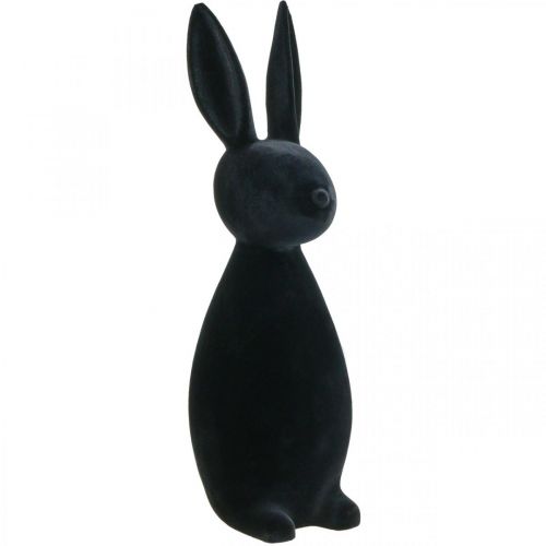 Floristik24 Coniglietto decorativo nero – 2a scelta – Coniglietto pasquale decorativo floccato H69cm