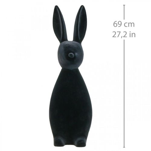 Floristik24 Coniglietto decorativo nero – 2a scelta – Coniglietto pasquale decorativo floccato H69cm