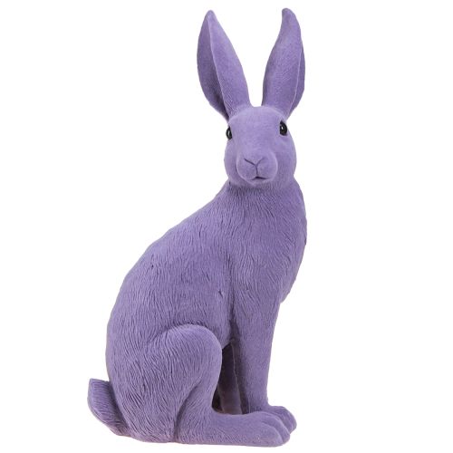 Floristik24 Coniglietto decorativo lilla coniglietto pasquale seduto floccato 16×13×35cm