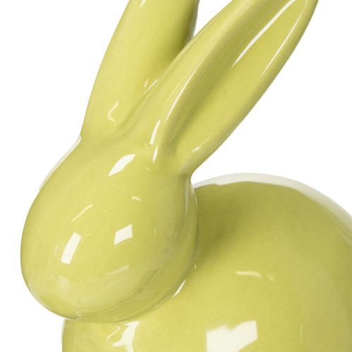 Prodotto Coniglio decorativo, giallo, verde, marrone, moderna statuetta in ceramica per Pasqua, 8,5 x 4,5 cm, 3 pezzi