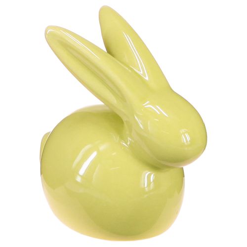 Prodotto Coniglio decorativo, giallo, verde, marrone, moderna statuetta in ceramica per Pasqua, 8,5 x 4,5 cm, 3 pezzi