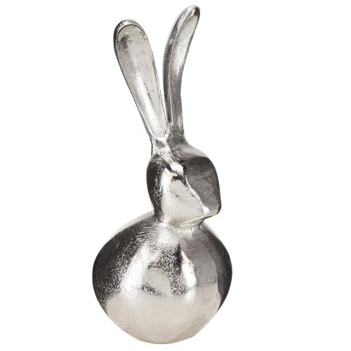 Prodotto Coniglio decorativo in metallo pasquale in argento rotondo Ø12cm H25cm