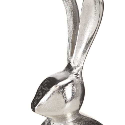 Prodotto Coniglio decorativo in metallo pasquale in argento rotondo Ø12cm H25cm