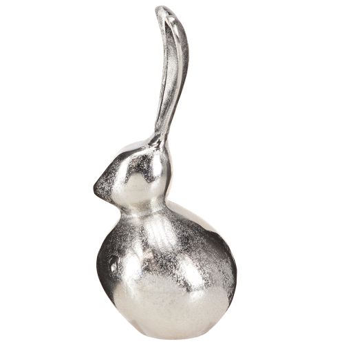 Prodotto Coniglio decorativo in metallo pasquale in argento rotondo Ø12cm H25cm