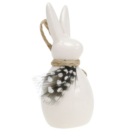 Prodotto Coniglio decorativo con piuma bianca 9 cm 6 pezzi