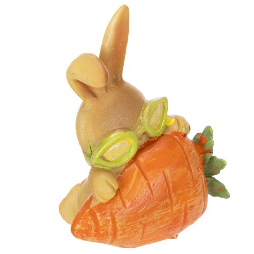 Coniglio decorativo con carota, statuette decorative di coniglietto pasquale, 6 cm, 3 pezzi